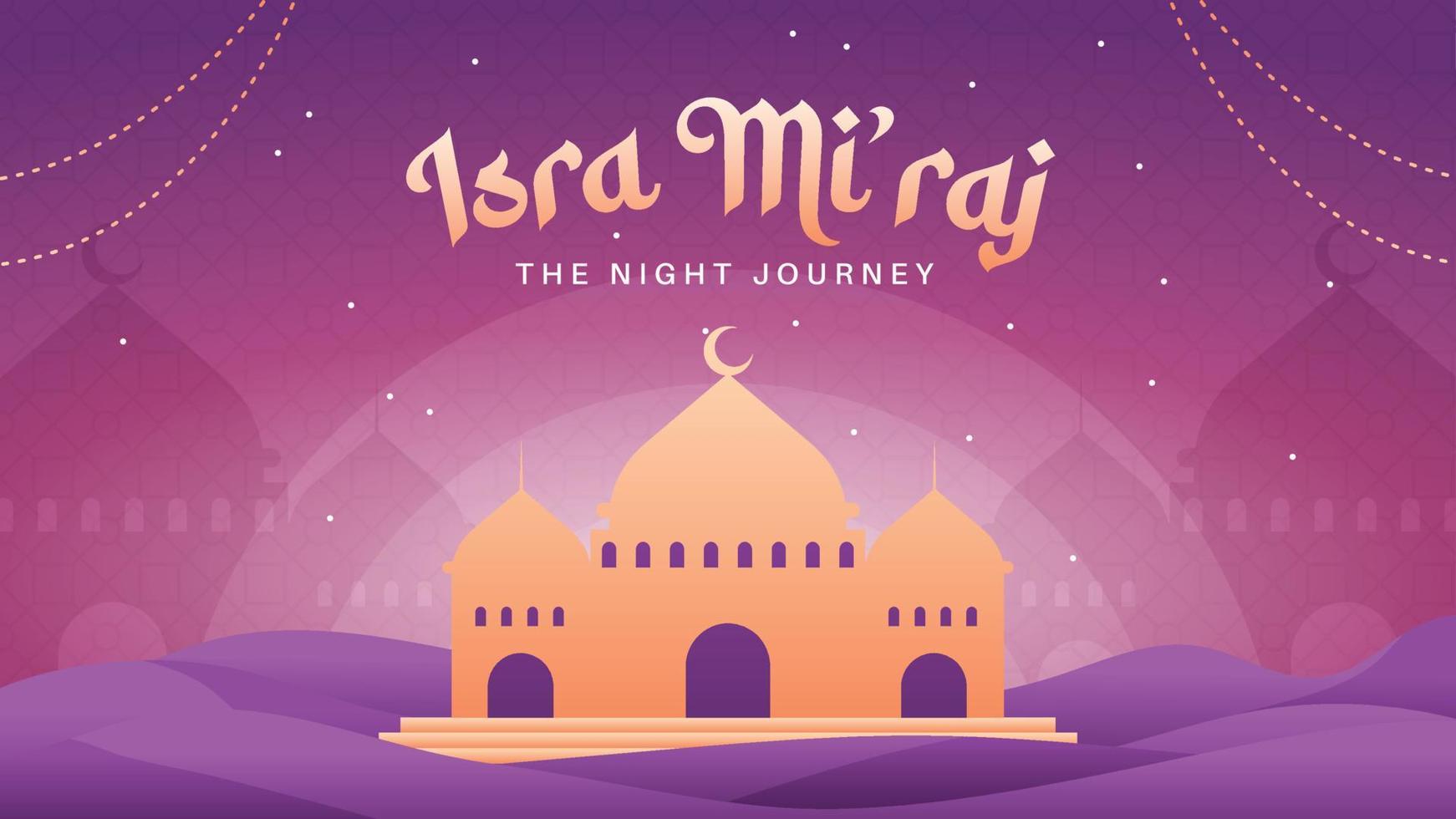 Isra Miraj Islamic Illustration Greeting Card vector