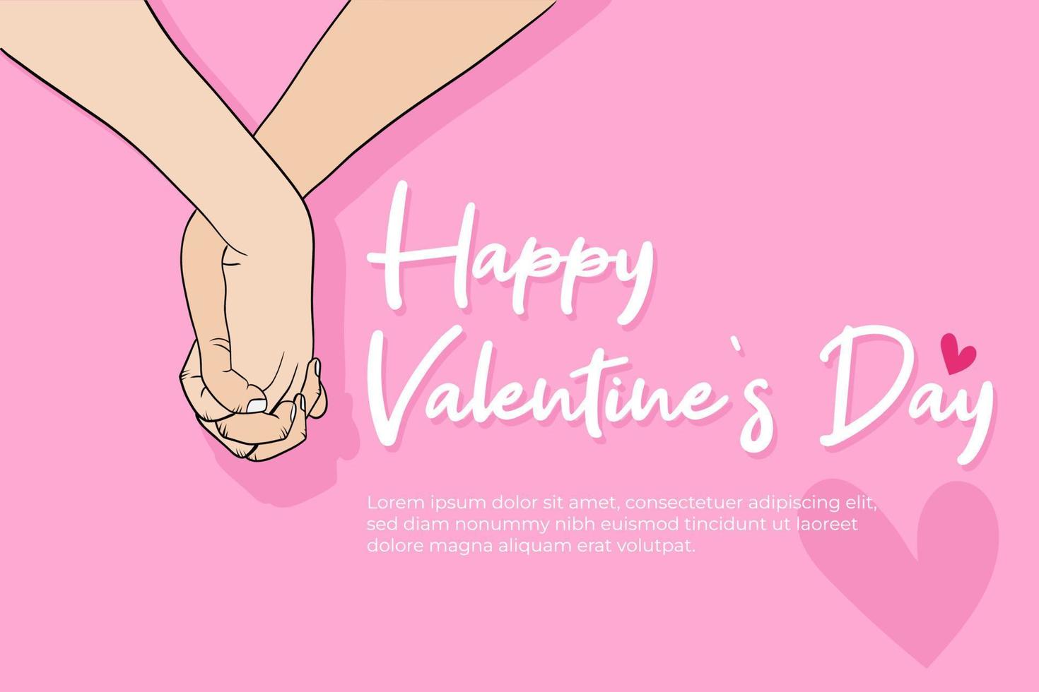 happy valentines day background with illustration of a couple holding hands vector