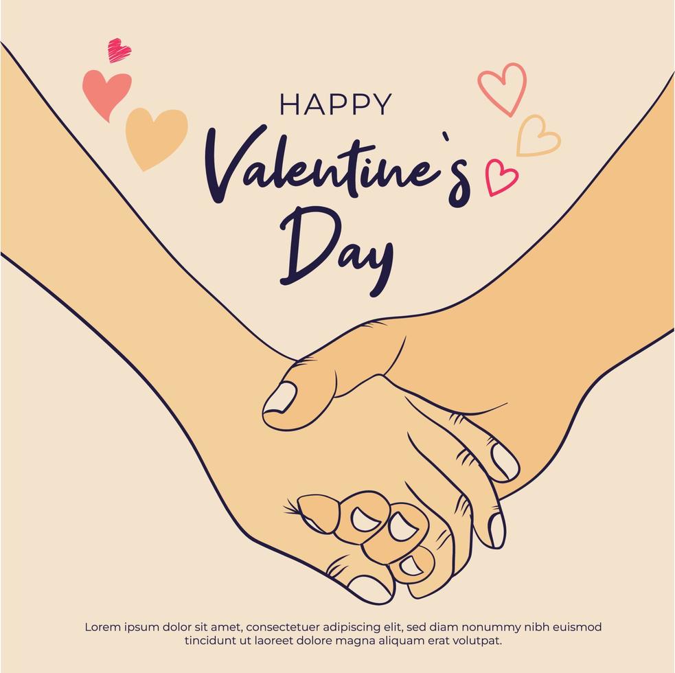 Happy valentines day Background with couple holding hands romantically vector