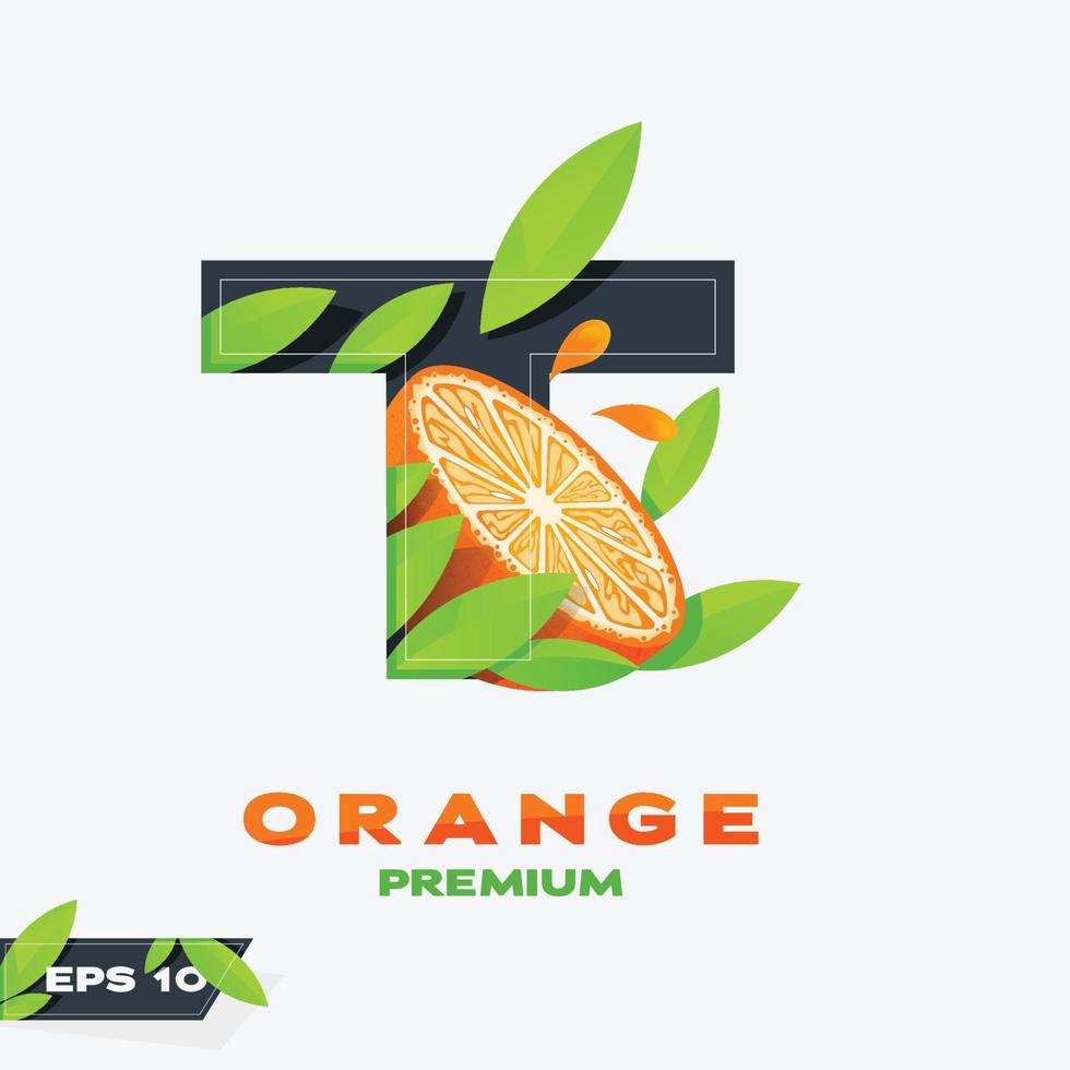 Alphabet T Orange Fruit Edition vector