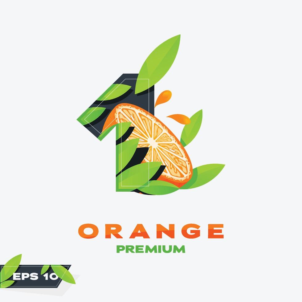 Numeric 1 Orange Fruit Edition vector