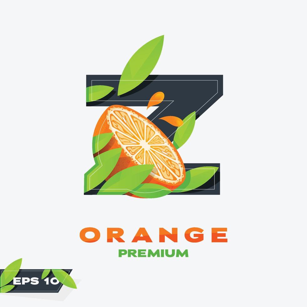 alfabeto z naranja edición de frutas vector