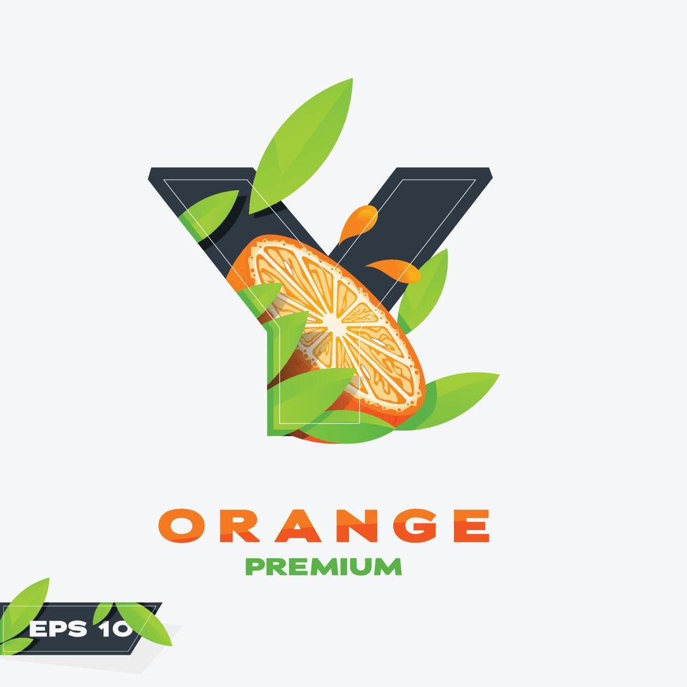 alfabeto y edición de frutas naranjas vector
