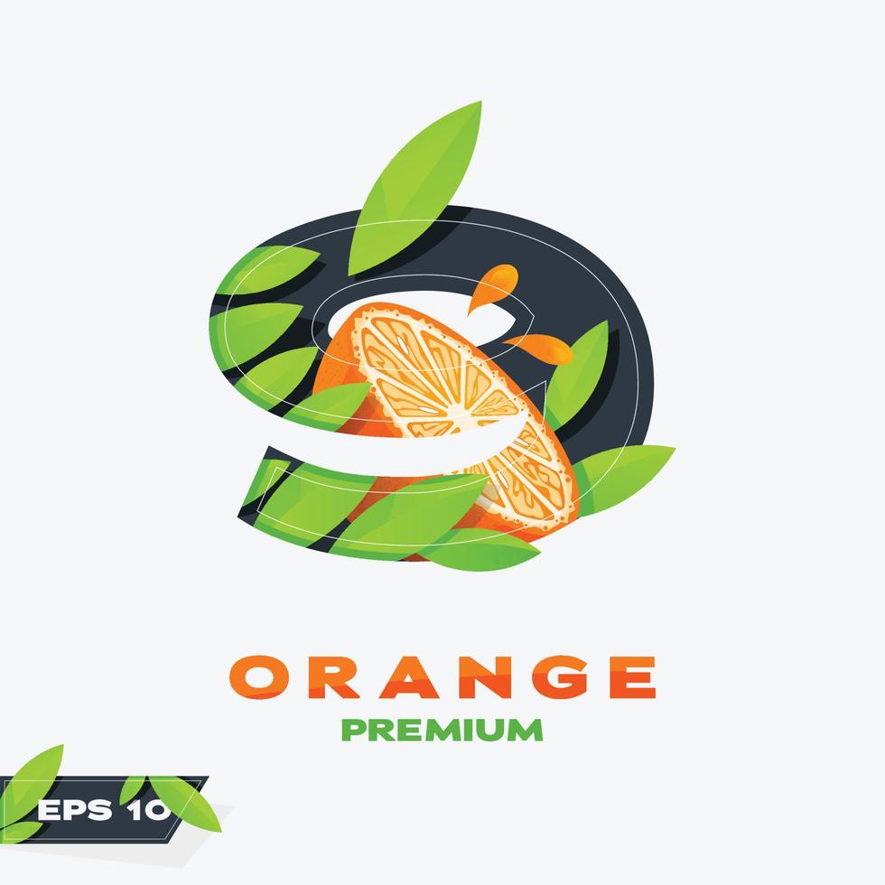 edición de fruta naranja numérica 9 vector