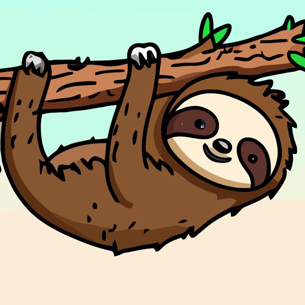 Cute chibi sloth kawaii illustration lazy sloth sleepy graphic vector