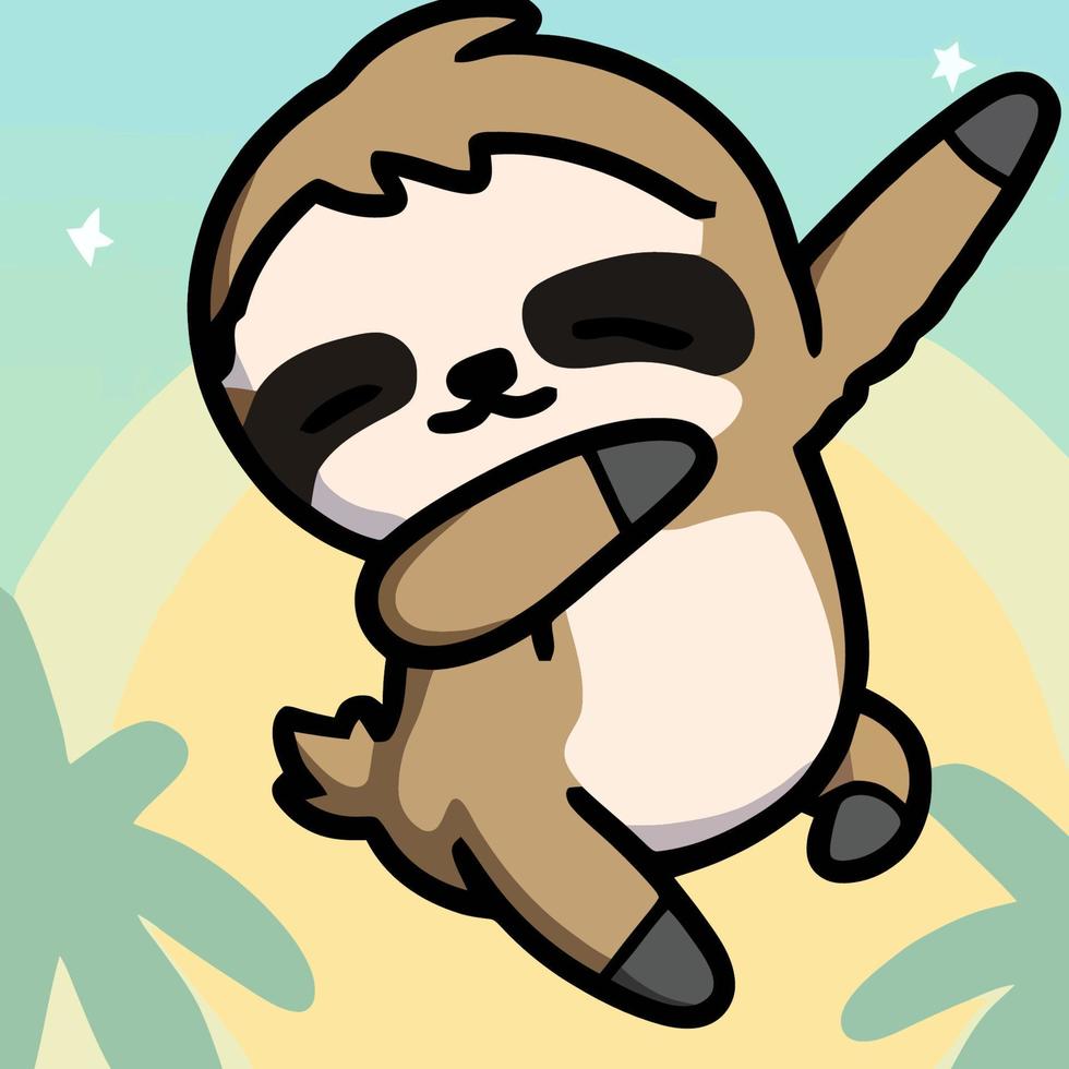 Cute chibi sloth kawaii illustration lazy sloth sleepy graphic vector