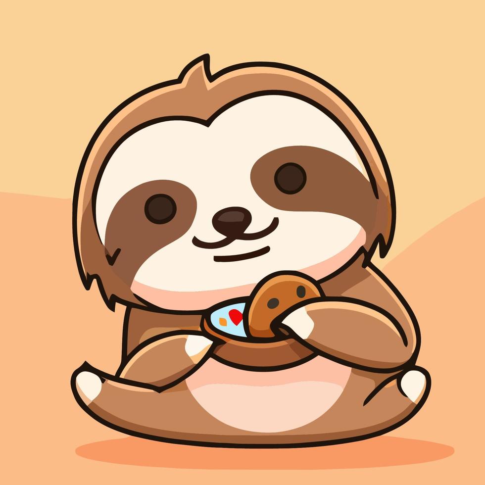 Cute chibi sloth kawaii illustration lazy sloth sleepy graphic vector