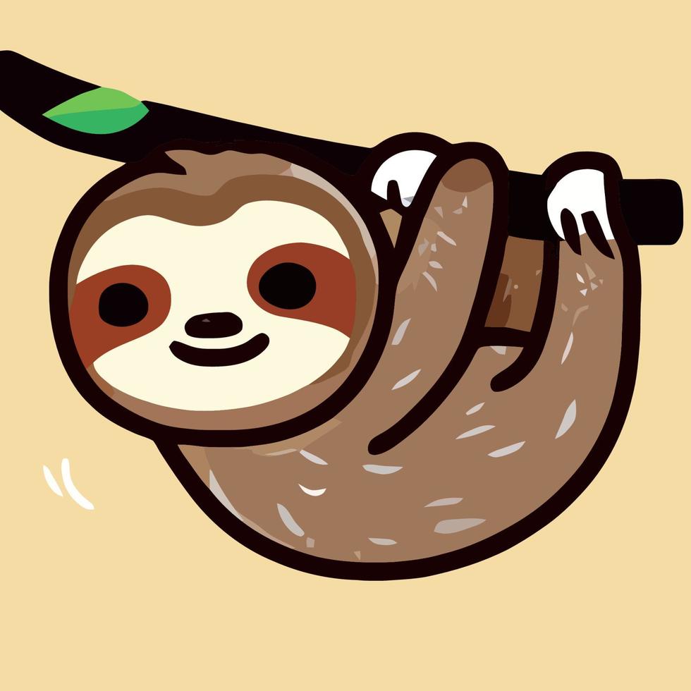 Cute chibi sloth kawaii illustration lazy sloth sleepy graphic vector