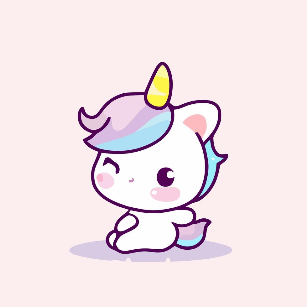 Cute Unicorn illustration Unicorn kawaii chibi vector drawing style Unicorn cartoon