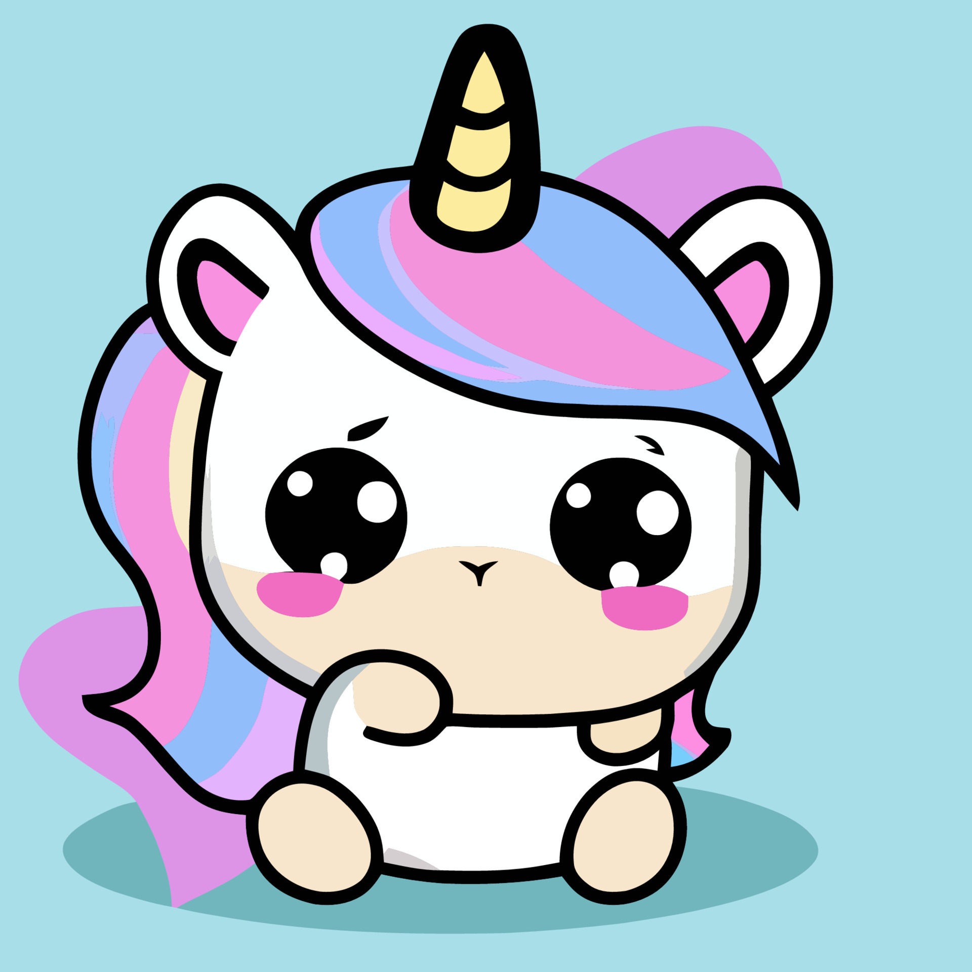 Cute Unicorn illustration Unicorn kawaii chibi vector drawing ...