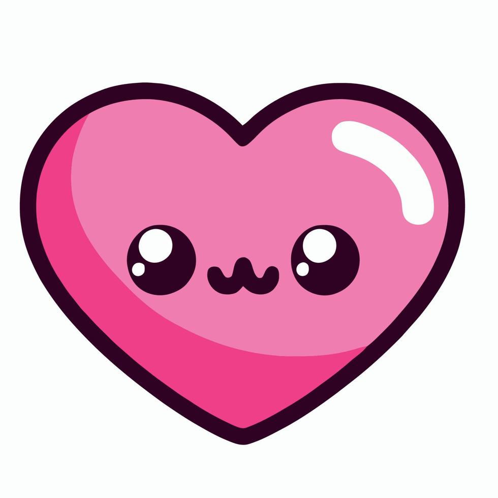 Valentines day Cute Heart illustration Heart kawaii chibi vector ...