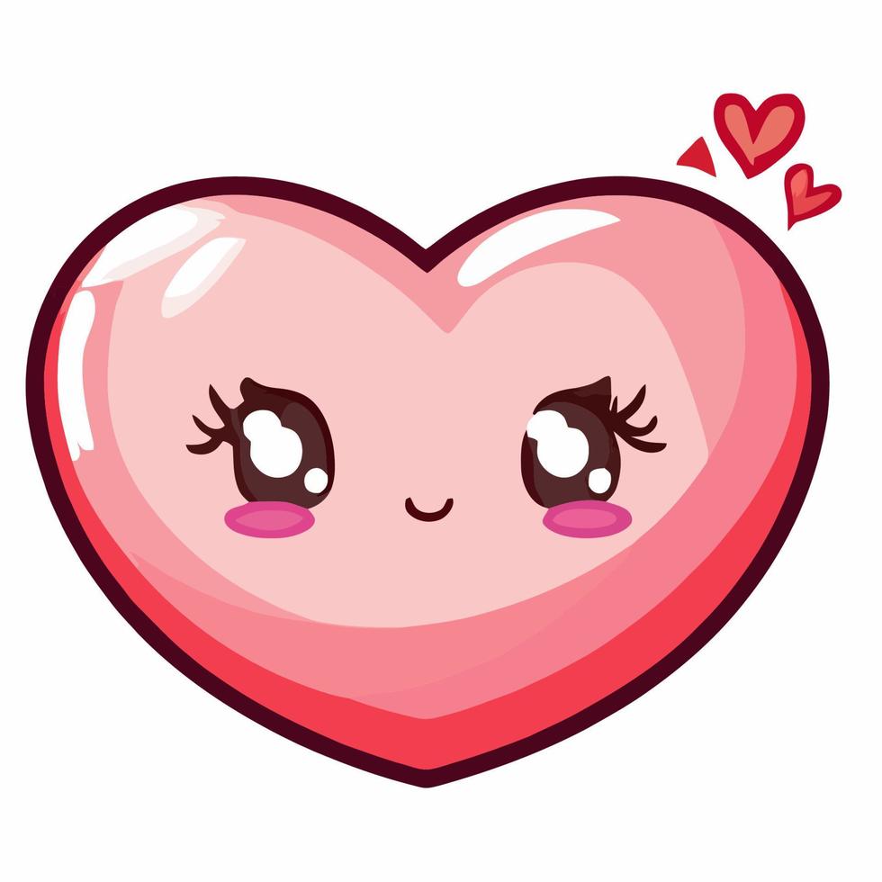 Valentines day Cute Heart illustration Heart kawaii chibi vector drawing style Heart cartoon Valentine's day