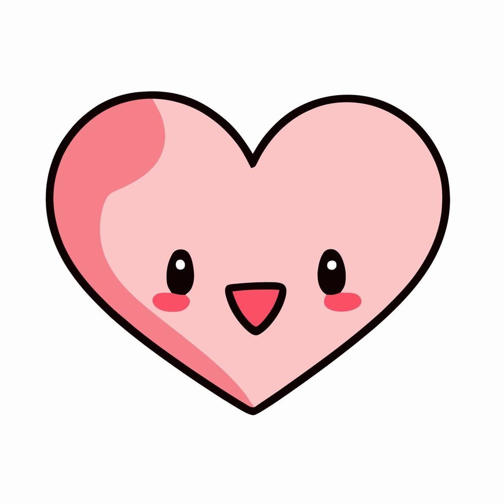 día de san valentín ilustración de corazón lindo corazón kawaii chibi estilo de dibujo vectorial dibujos animados de corazón día de san valentín vector