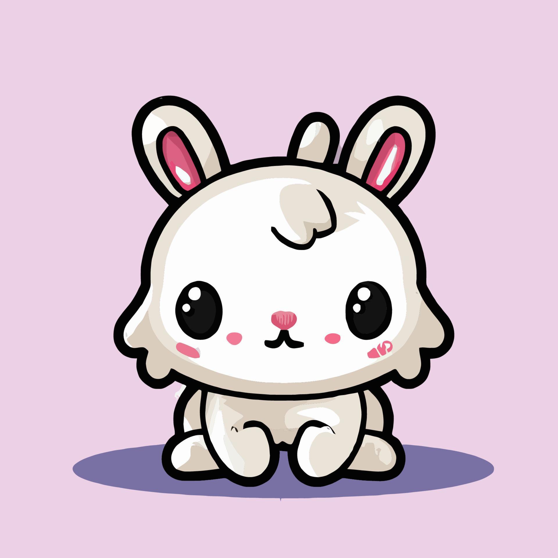 Cute Rabbit illustration Rabbit kawaii chibi vector drawing style