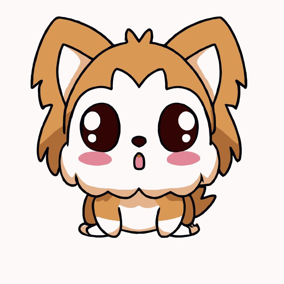 ilustración de perro lindo perro kawaii chibi estilo de dibujo vectorial dibujos animados de perro vector