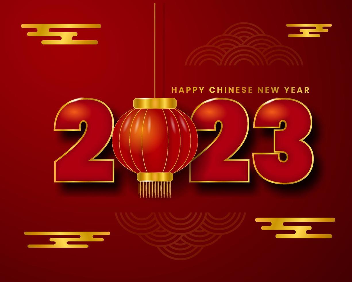 2023 chinese new year red background with lantern. Festive gift card templates with realistic 3d design elements. Banners, web poster, flyers and brochures, greeting cards. vector