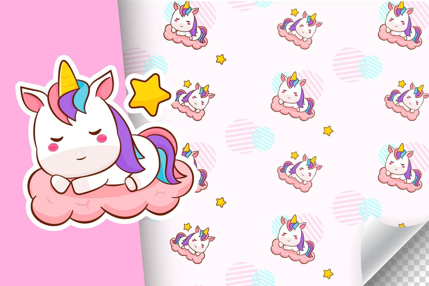 Cute unicorn seamless pattern. Adorable pony horse cartoon character. Hand drawn Kawaii animal pattern. Endless background for textiles, notebooks, cards and children birthday celebrations. vector