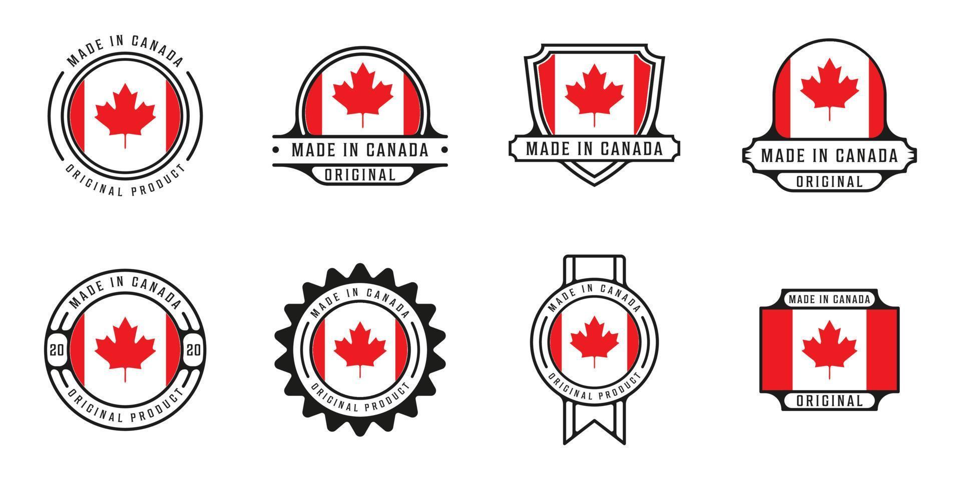 conjunto de diseño gráfico de icono de plantilla de ilustración vectorial de esquema de logotipo hecho en Canadá. colección de paquetes de países de bandera con varias insignias y tipografías para exportación comercial vector