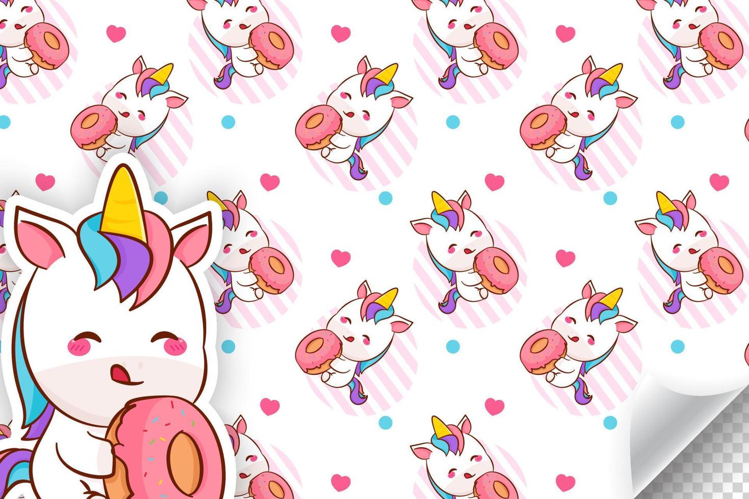 Cute unicorn seamless pattern. Adorable pony horse cartoon character. Hand drawn Kawaii animal pattern. Endless background for textiles, notebooks, cards and children birthday celebrations. vector