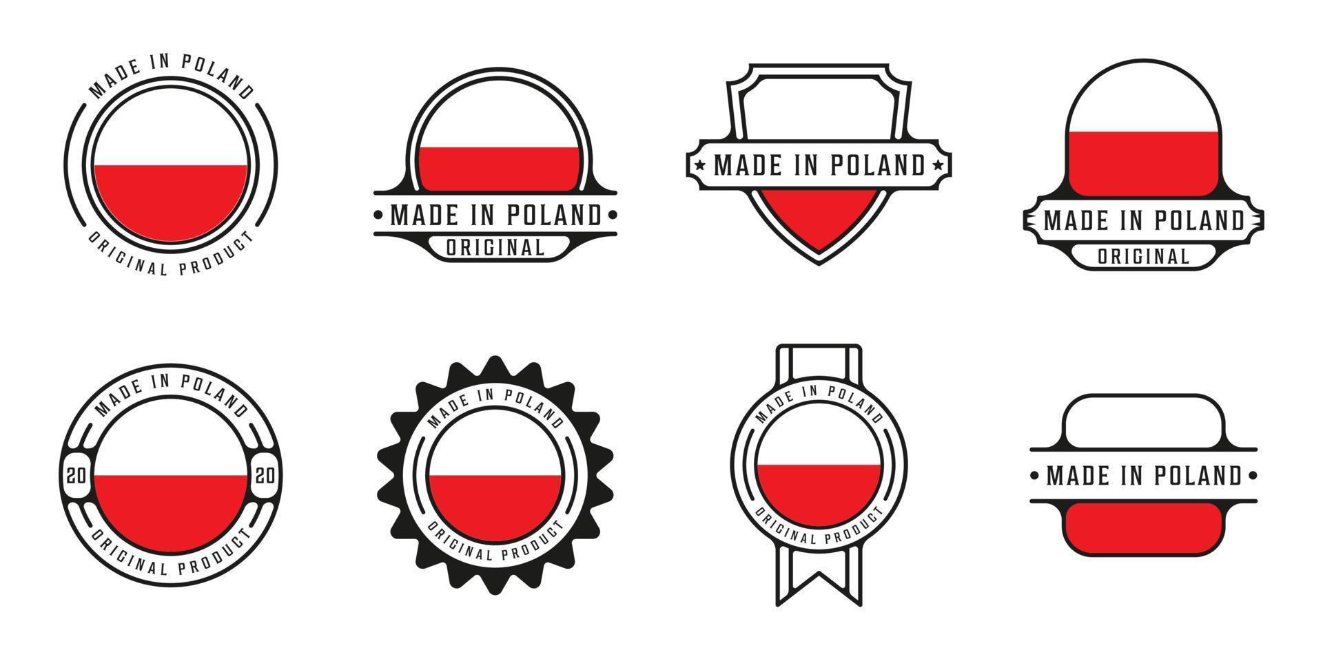 set of made in poland logo outline vector illustration template icon graphic design. bundle collection of flag country with various of badge and typography for business export