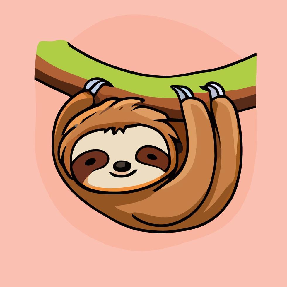 Cute chibi sloth kawaii illustration lazy sloth sleepy graphic vector