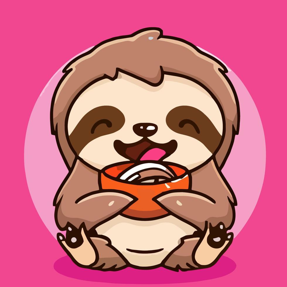 Cute chibi sloth kawaii illustration lazy sloth sleepy graphic vector