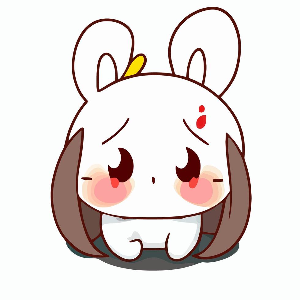 Cute rabbit kawaii chibi drawing style Royalty Free Vector