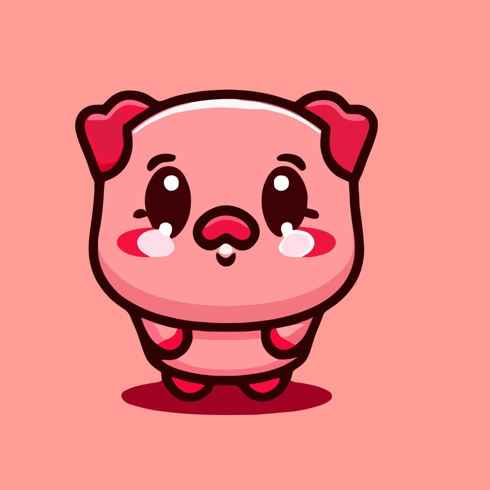 ilustración de cerdo lindo cerdo kawaii chibi estilo de dibujo vectorial dibujos animados de cerdo vector