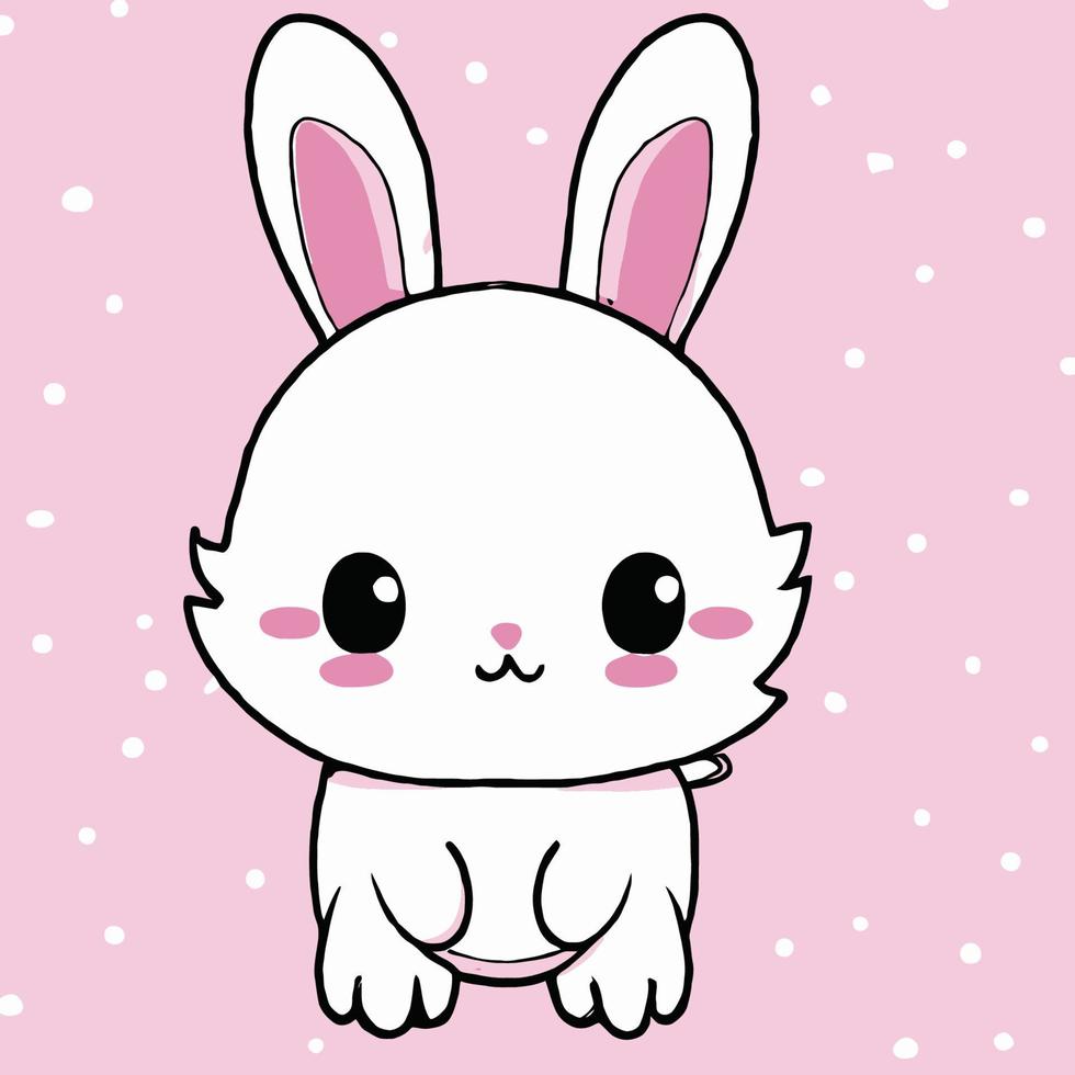 lindo conejo ilustración conejo kawaii chibi estilo de dibujo vectorial conejo dibujos animados vector