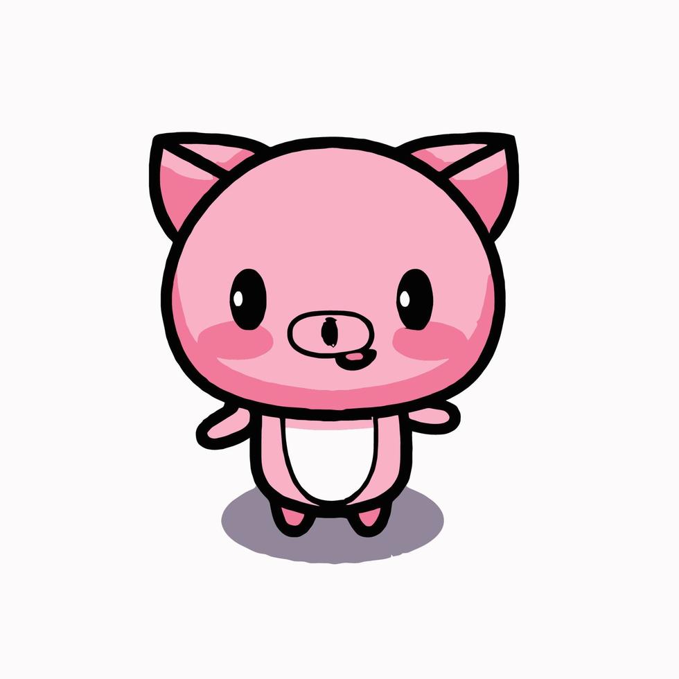 ilustración de cerdo lindo cerdo kawaii chibi estilo de dibujo vectorial dibujos animados de cerdo vector