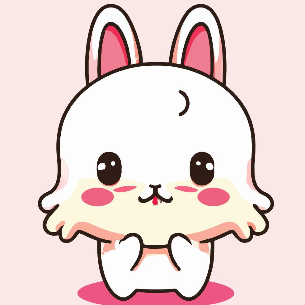 lindo conejo ilustración conejo kawaii chibi estilo de dibujo vectorial conejo dibujos animados vector