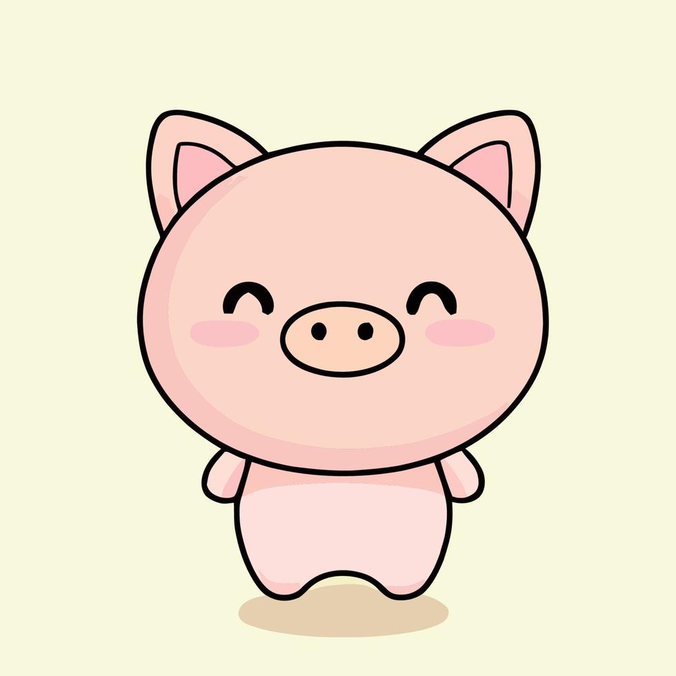 ilustración de cerdo lindo cerdo kawaii chibi estilo de dibujo vectorial dibujos animados de cerdo vector