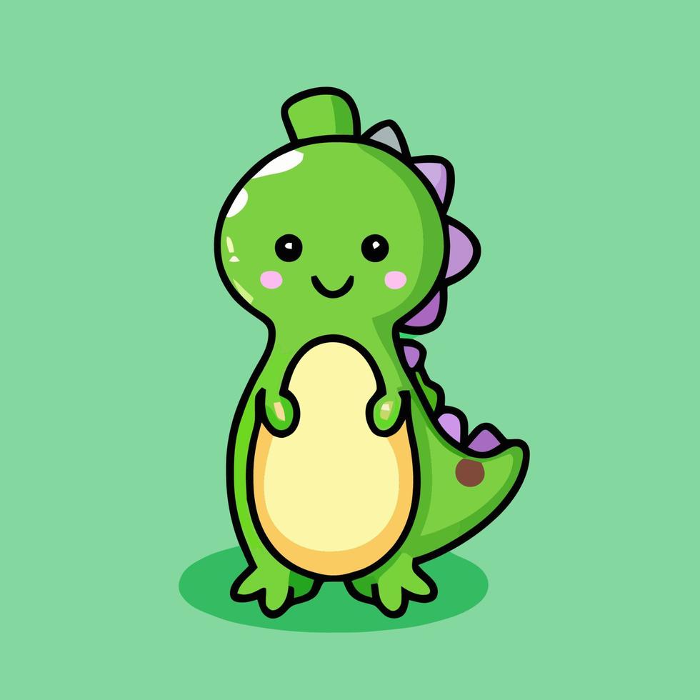 ilustración de dinosaurio chibi lindo dinosaurio kawaii estilo de dibujo vectorial dibujos animados de dinosaurios vector