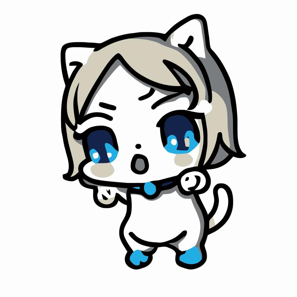 Cute Cat illustration Cat kawaii chibi vector drawing style Cat cartoon