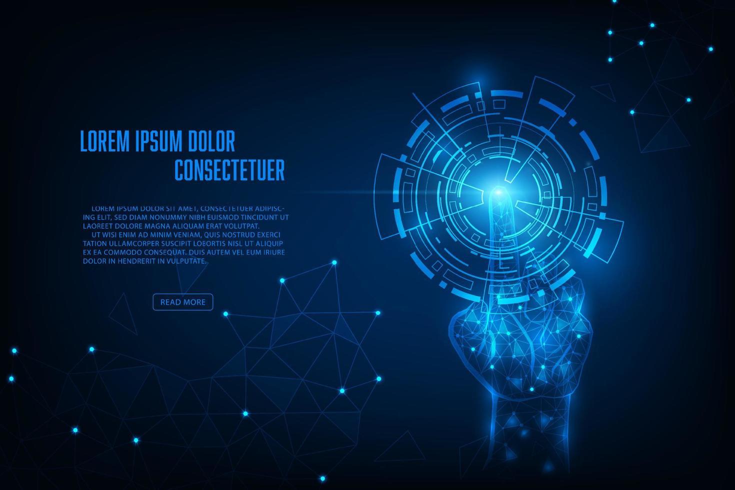 Vector technology shand touch tech circle access biometric identification concept with fingerprints.