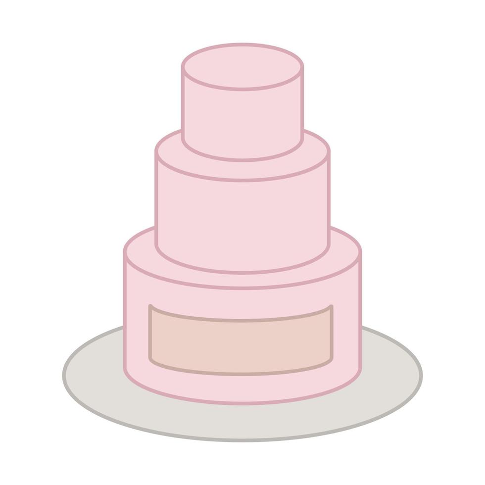 Etiqueta de pastel de boda rosa vintage aislada en blanco vector