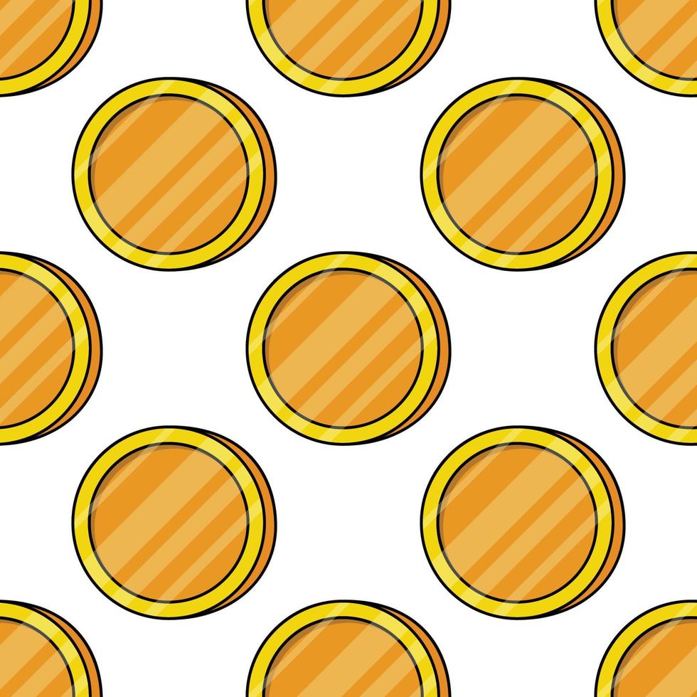 Gold coins seamless pattern. Geometric golden euro vector