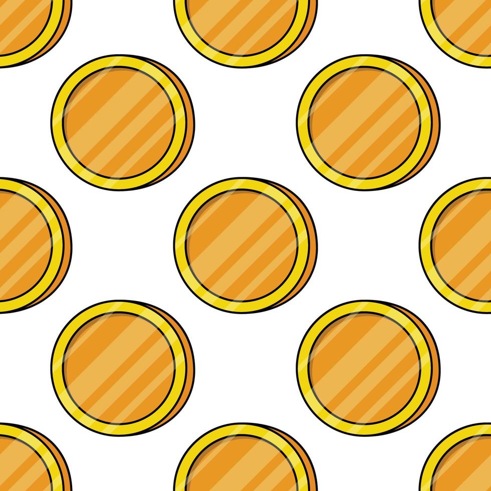 Gold coins seamless pattern. Geometric golden euro vector