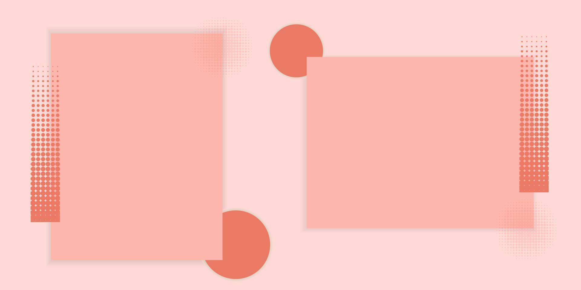 Creative peach colour geometric background with squares, circles and dots. Vector file