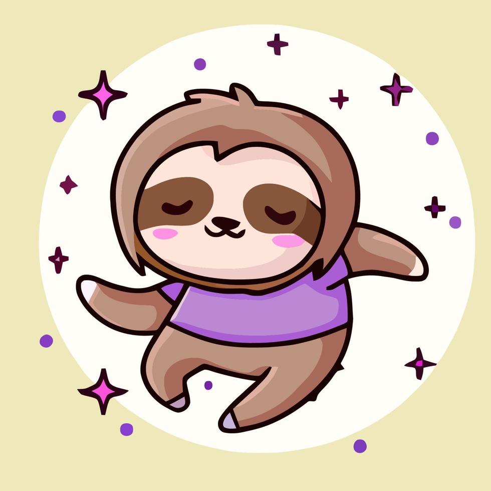 Cute chibi sloth kawaii illustration lazy sloth sleepy graphic vector