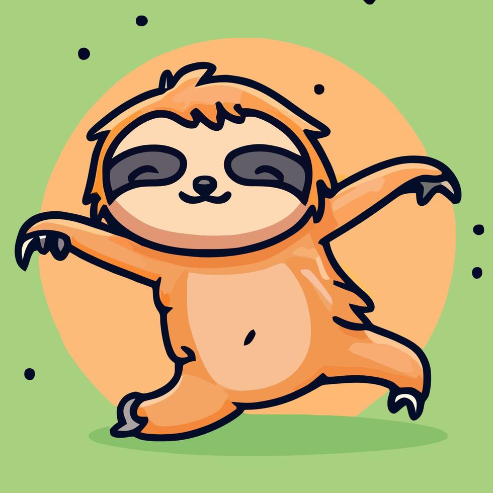 lindo chibi perezoso kawaii ilustración perezoso perezoso soñoliento gráfico vector