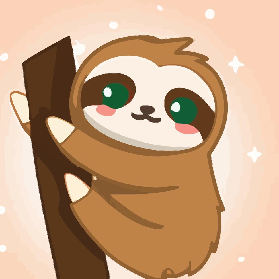 Cute chibi sloth kawaii illustration lazy sloth sleepy graphic vector