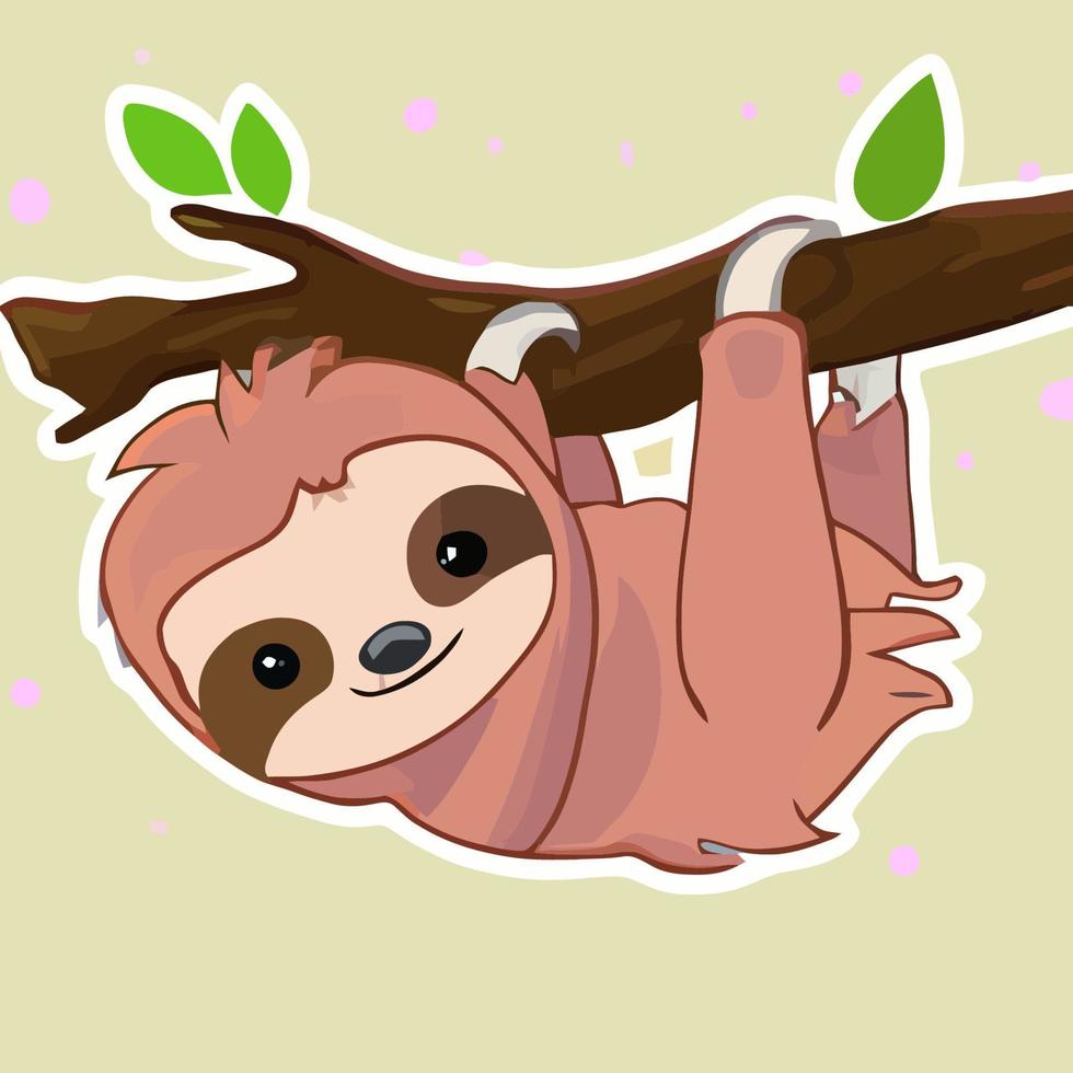 Cute chibi sloth kawaii illustration lazy sloth sleepy graphic vector