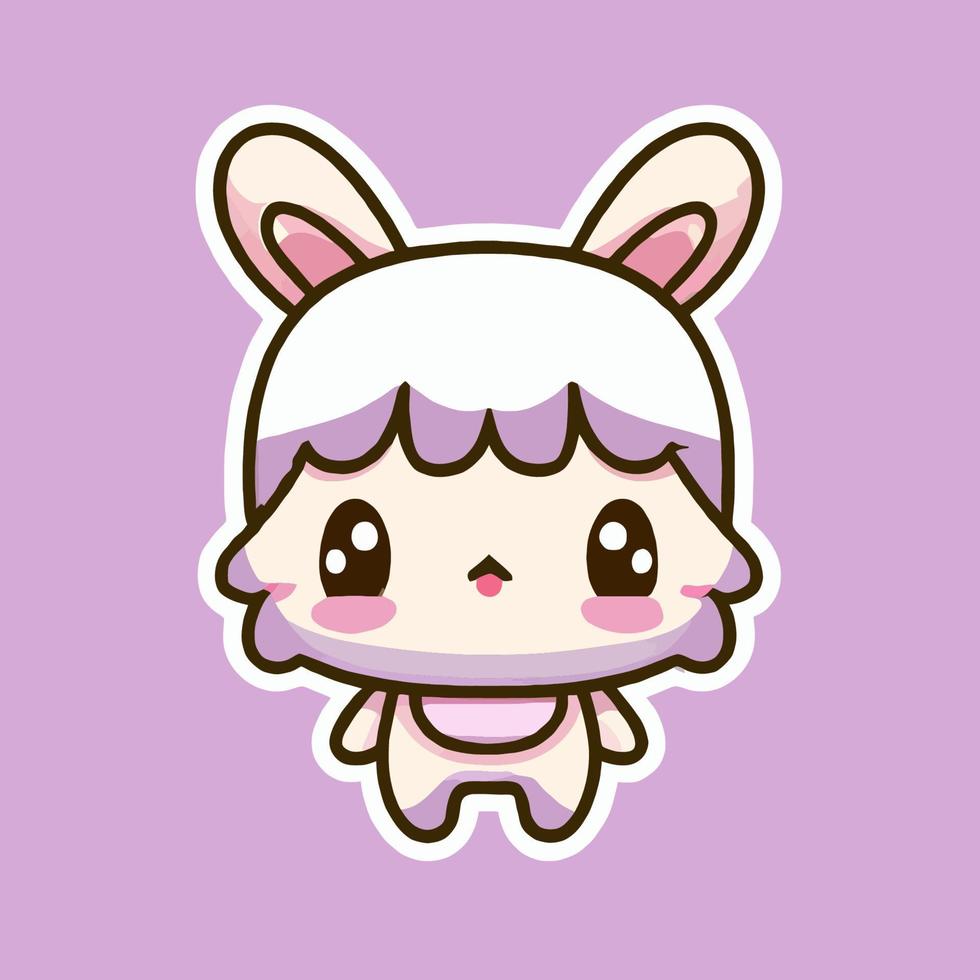 lindo conejo ilustración conejo kawaii chibi estilo de dibujo vectorial conejo dibujos animados vector