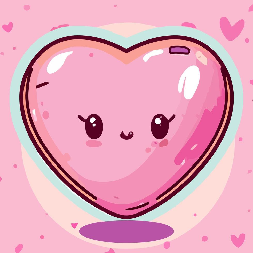 Valentines day Cute Heart illustration Heart kawaii chibi vector drawing style Heart cartoon Valentine's day