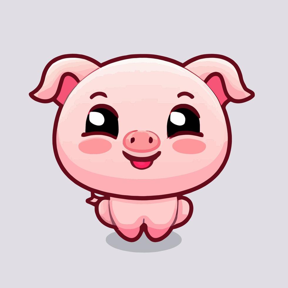 Cute Pig illustration Pig kawaii chibi vector drawing style Pig cartoon