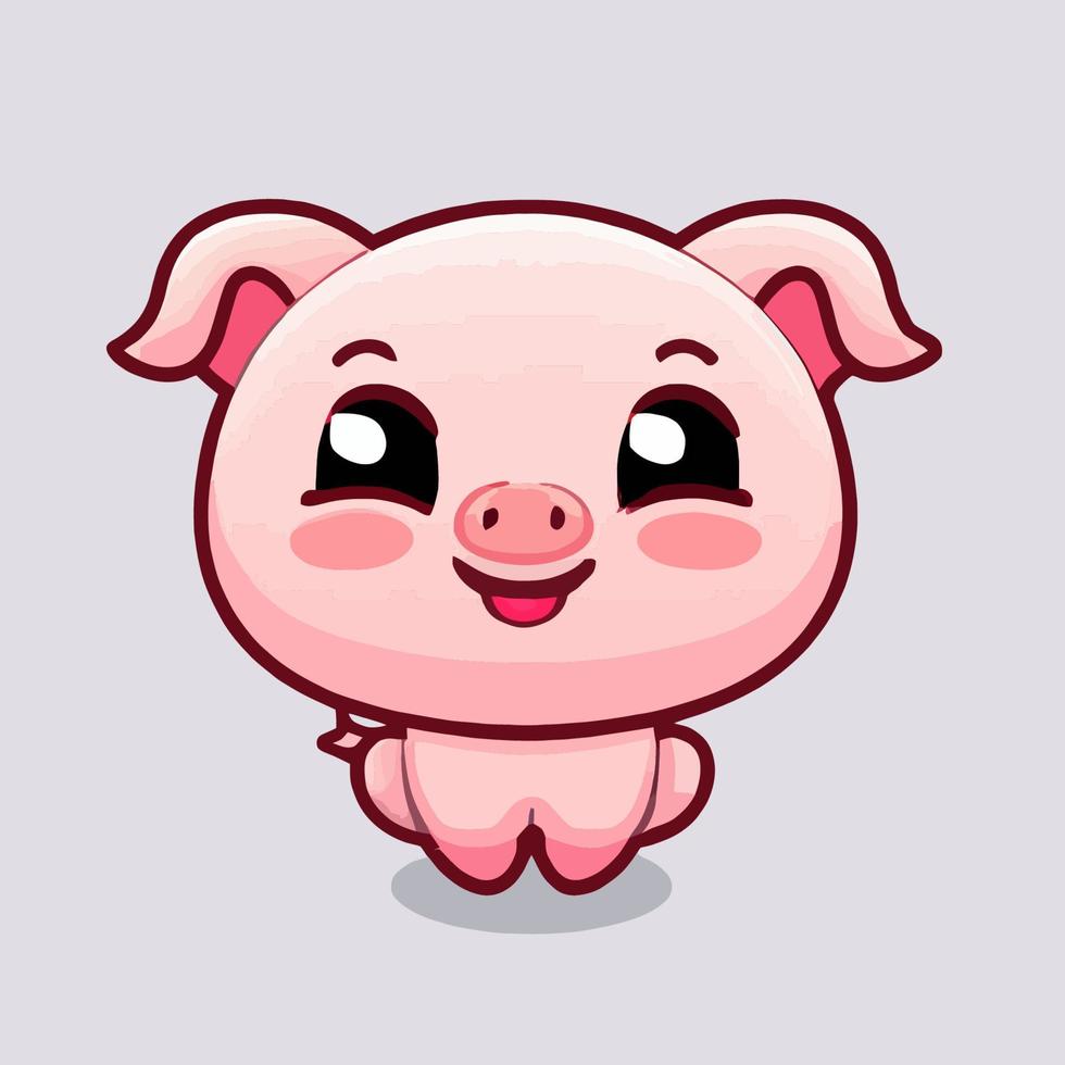 ilustración de cerdo lindo cerdo kawaii chibi estilo de dibujo vectorial dibujos animados de cerdo vector