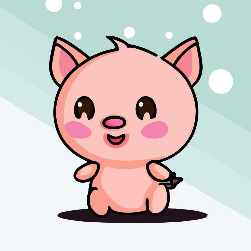 ilustración de cerdo lindo cerdo kawaii chibi estilo de dibujo vectorial dibujos animados de cerdo vector