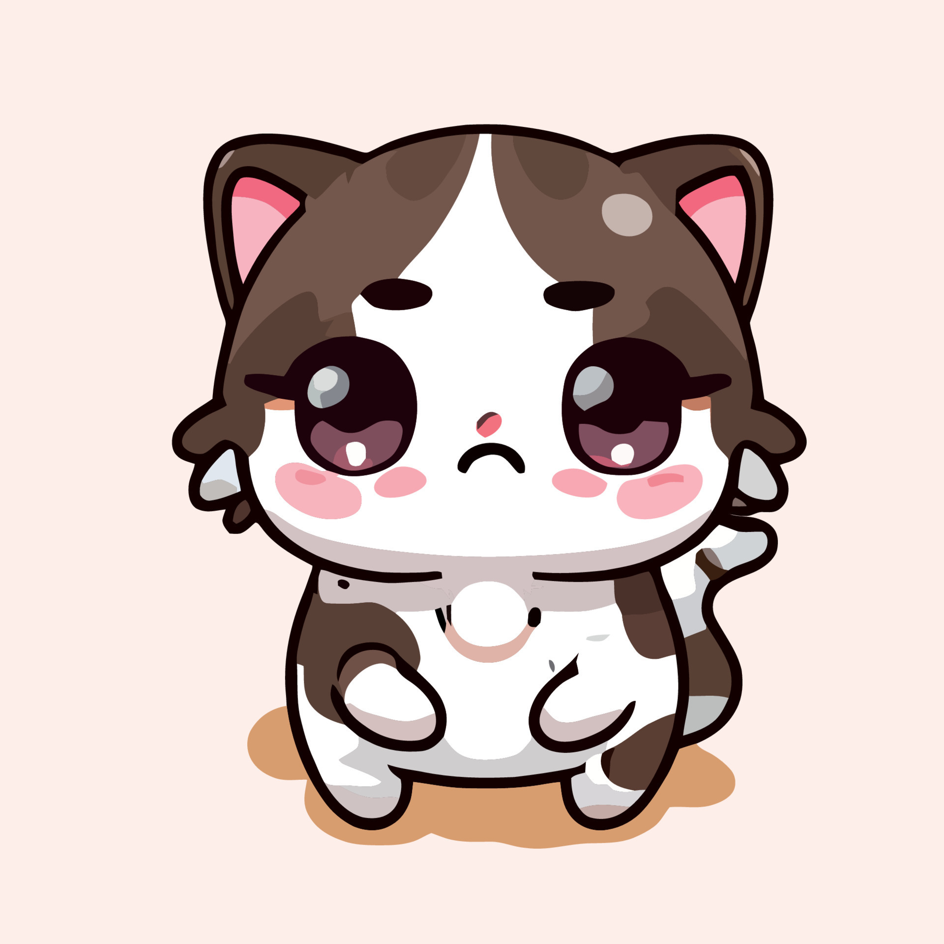 Kawaii cute fat white cat anime style Royalty Free Vector
