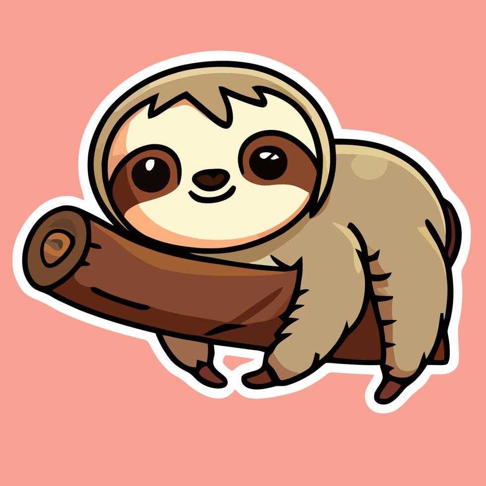 Cute chibi sloth kawaii illustration lazy sloth sleepy graphic vector